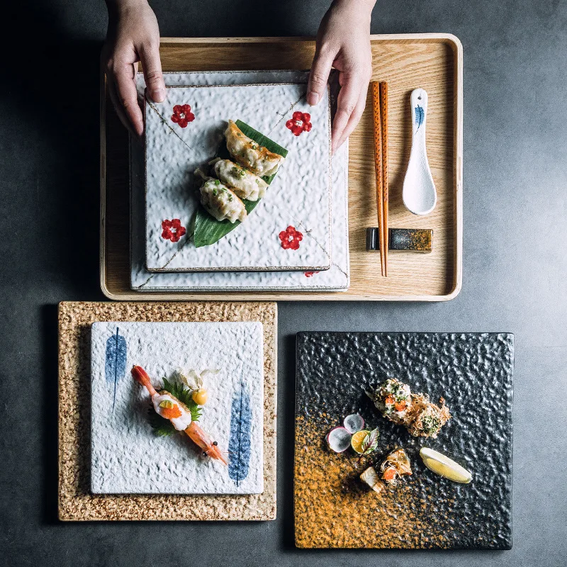 

Japanese-Style Ceramic Sushi Restaurant Hotel Creative Steak Western Square Cuisine Stone Plate