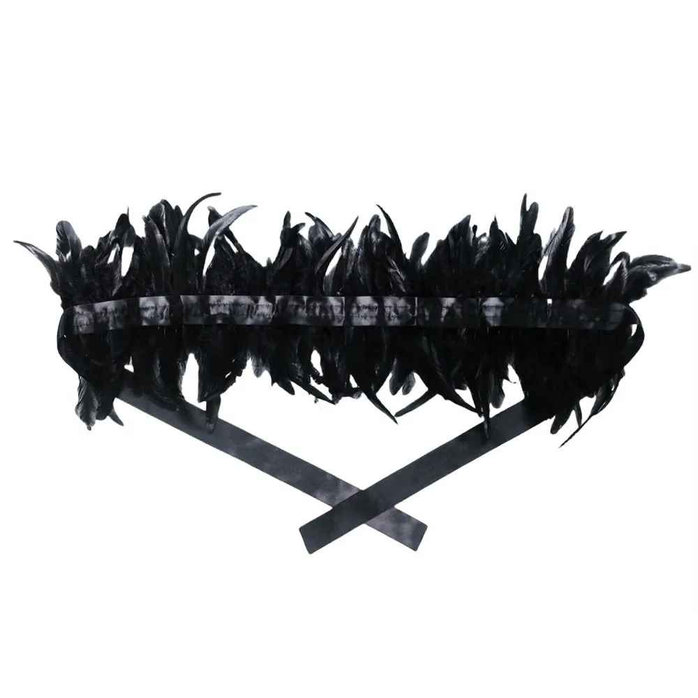 Luxury Party Scarf Feather Fake Collar Shawl with Ribbon Ties Gothic Style Natural Feather Cape Feather Shrug for Women and Men