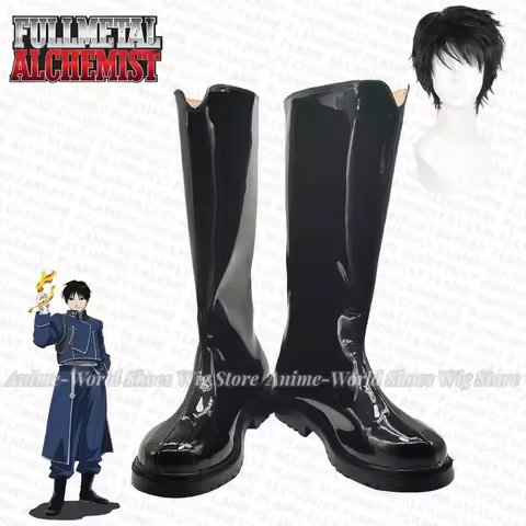 Anime Fullmetal Alchemist Maes Hughes Cosplay Shoes PU Shoes Halloween Carnival Boots Custom Made Wig
