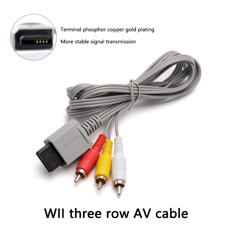 

1.8m 3 RCA Cable for Nintendo Wii controller Console Audio Video AV Cable Composite 480p Gold-plated 3RCA for will Cable cord