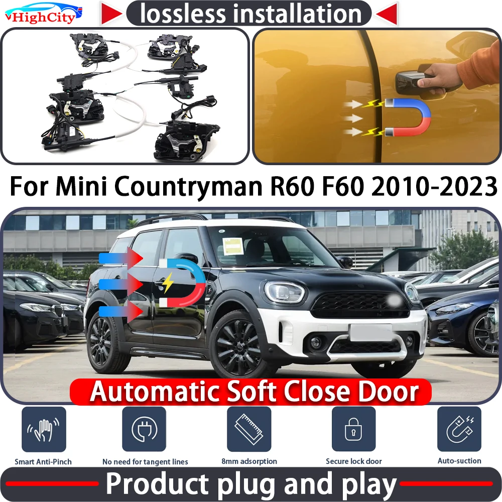 

HighCity Electric Closing Door Lock Actuator for Mini Countryman R60 F60 2010-2023 Soft Close Power Latch System Auto Pull Door
