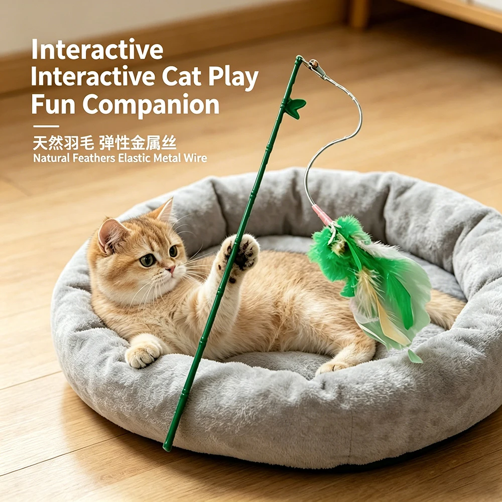 Kreative Simulations-Bambusstäbe als Ersatz für Feder-Katzenangelnadeln, interaktive Puzzle- und Unterhaltungsspielzeuge für Katzen.