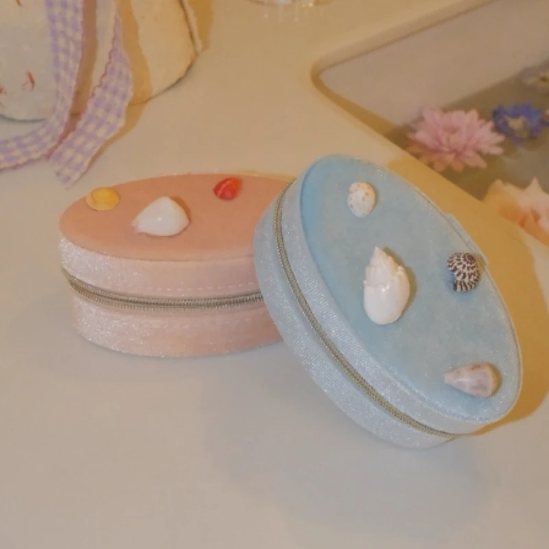 صندوق مجوهرات على شكل صدفة محارة طبيعية، منظم خاتم وسوار لطيف، صندوق تخزين محمول رائع، حاوية تزيين على شكل صدفة #5