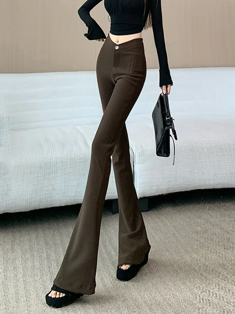 

Женские брюки-клеш с высокой талией Ele, повседневные, модные, весна 2026, универсальные, шикарные, прямого кроя