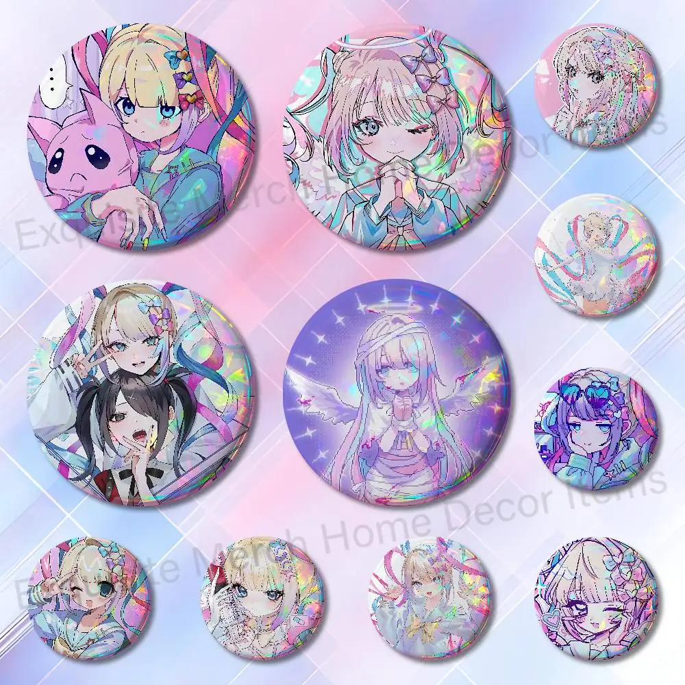 N-Needy Streamer Overload KAngel New Badge Round Brooch Tinplate Figure Icon DIY Clothing Accessories Collectible Gifts Badges