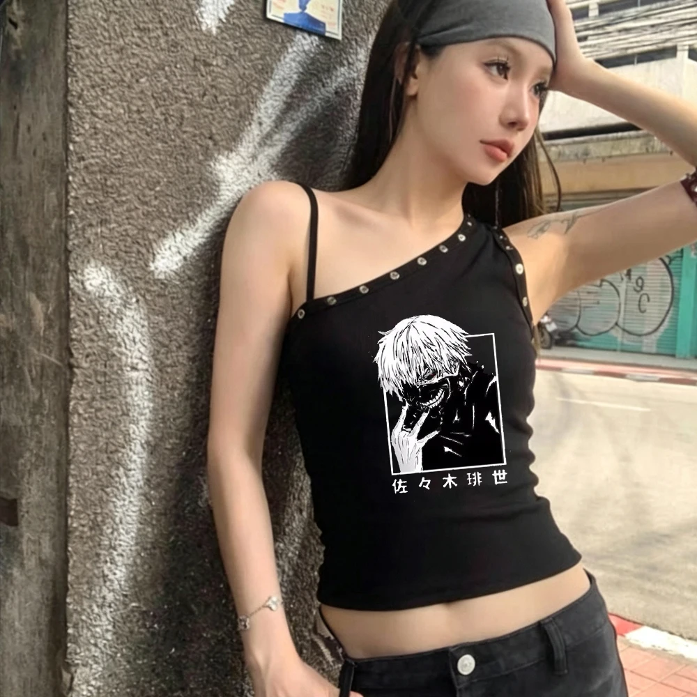 Tokyo Ghoul crop top shoujo gyaru alternative  cute jojifuku emo top tees manga grunge cheap 2000s cute