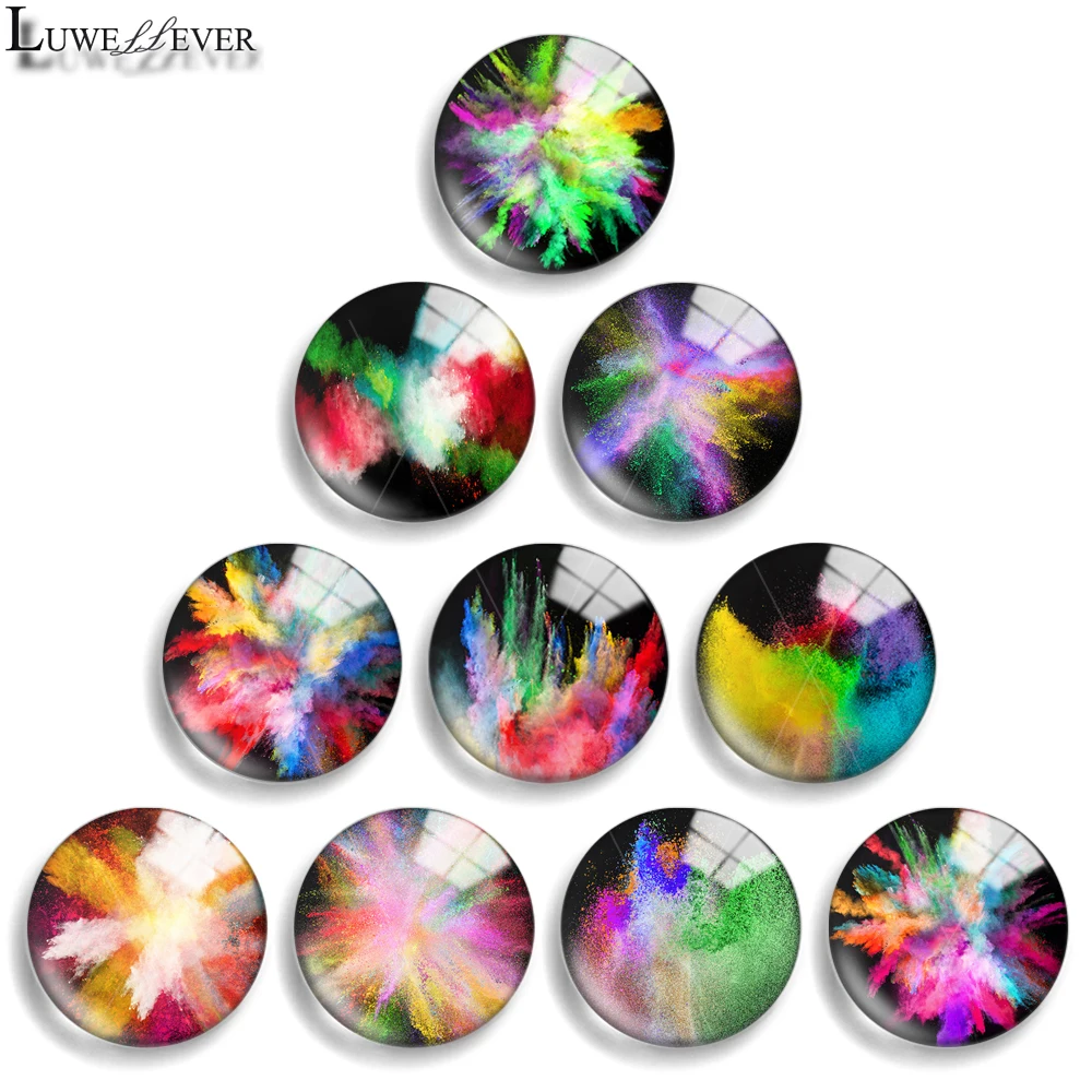 

10mm 12mm 20mm 25mm 30mm 40mm 810 Painting Mix Round Glass Cabochon Jewelry Finding 18mm Snap Button Charm Bracelet