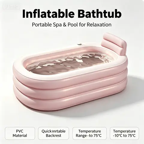 1PC Adult Foldable Inflatable Bathtub, for Hot & Cold Water Use, Portable Durable, Home Bathroom Bathing Pool