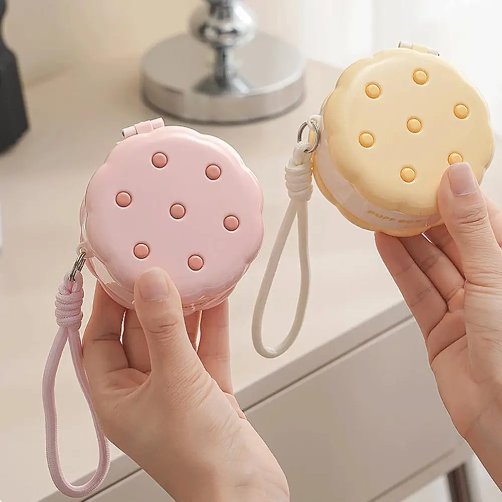 1 قطعة شكل كوكي طبقة مزدوجة مسحوق نفخة Storae صندوق مادة آمنة متعددة الوظائف صندوق تخزين مستحضرات التجميل صندوق مقاوم للغبار المنظم