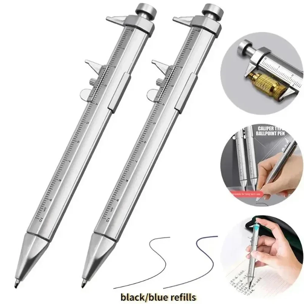 2 in 1 Vernier Caliper Pen Ball-Point 0.5mm Ballpoint Pen Ink Pen Vernier Caliper Roller Ball Pen Kid Stationery Measuring Tools