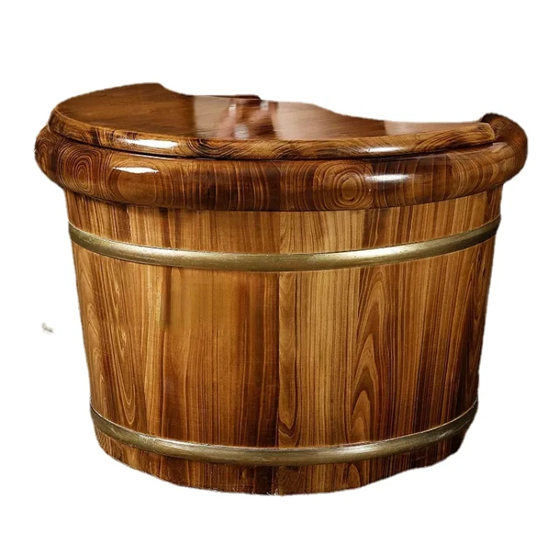 Carbonized Foot Bath Wooden Bucket Massage Foot Bath Barrel Household Wooden Calf Foot Bath Feet-Washing Basin Wooden Basin