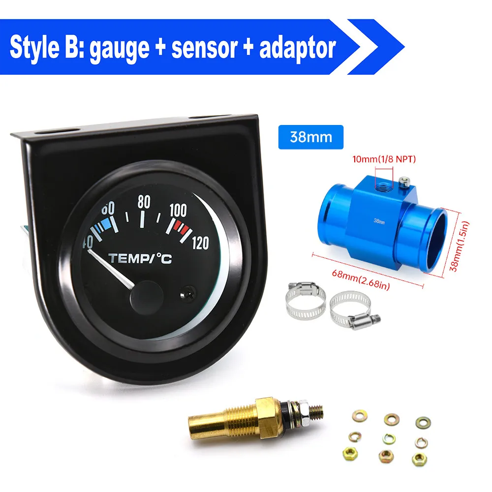 52mm Digitales Auto-Wassertemperaturmessgerät Sensor 10mm 40~120 Celsius Rennwasser-Temperaturmesser mit Adapteranschluss Rohr Kühler – Detail 3