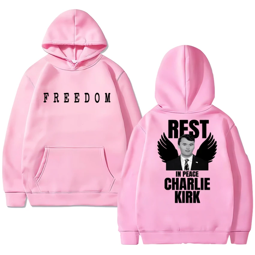 New in Charlie Kirk FREEDOM Double Sided printed Hoodie 2025 Unisex vintage hip hop pullovers Men women Fleece Casual Sweatshirt