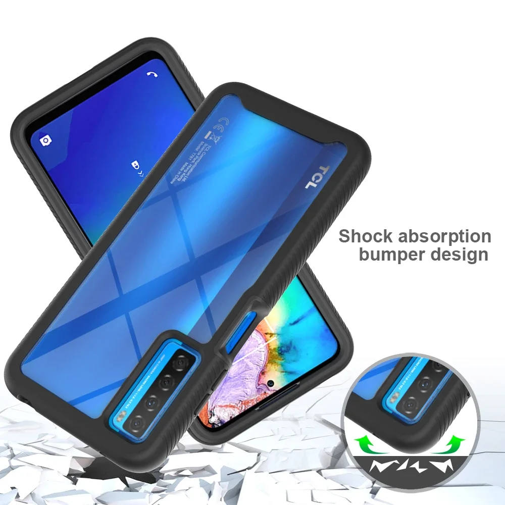 2 in 1 Hybrid Armor Shockproof Phone Case For TCL 20S 20L 20 Pro 10L Soft TPU Frame Transparent Acrylic Protective Back Cover