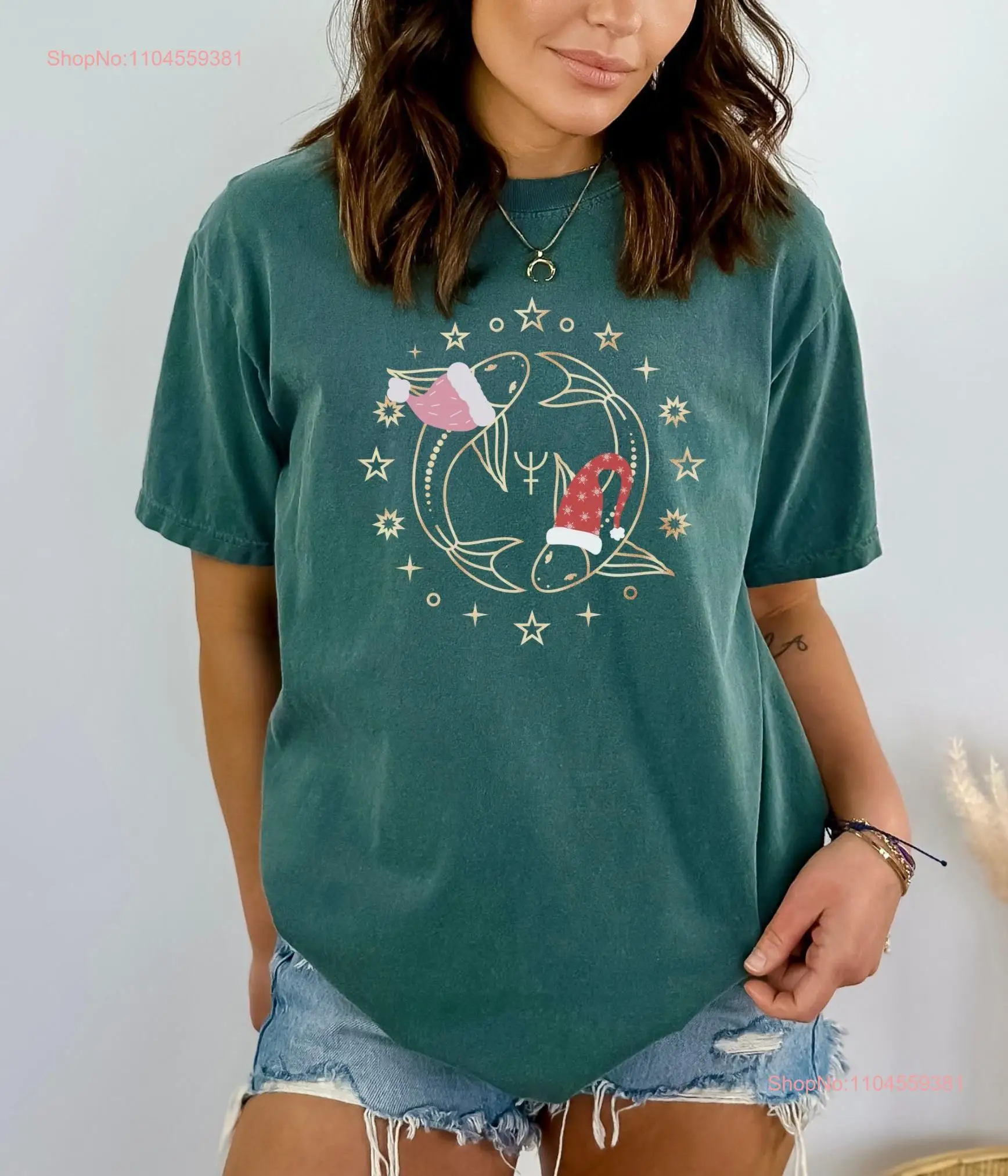 Pisces Christmas T Shirt Holiday Zodiac Astrology Sign February Birthday For Friend March Her Best long or short sleeves