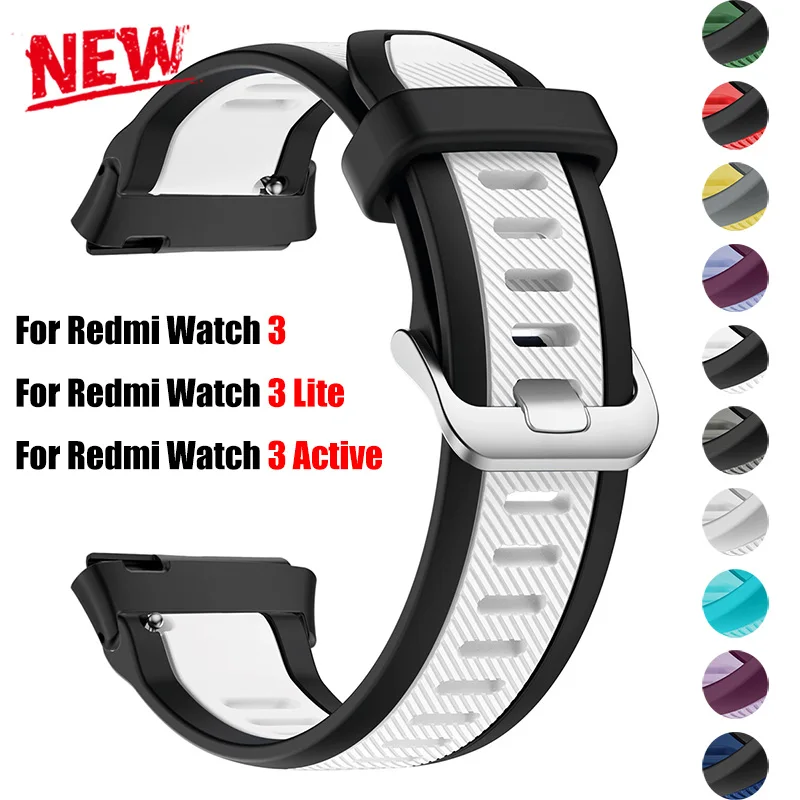 Original Sportarmband für Xiaomi Redmi Watch 3 Lite/3 Active, zweifarbiges Silikonarmband für Redmi Watch 3, verstellbares Armband