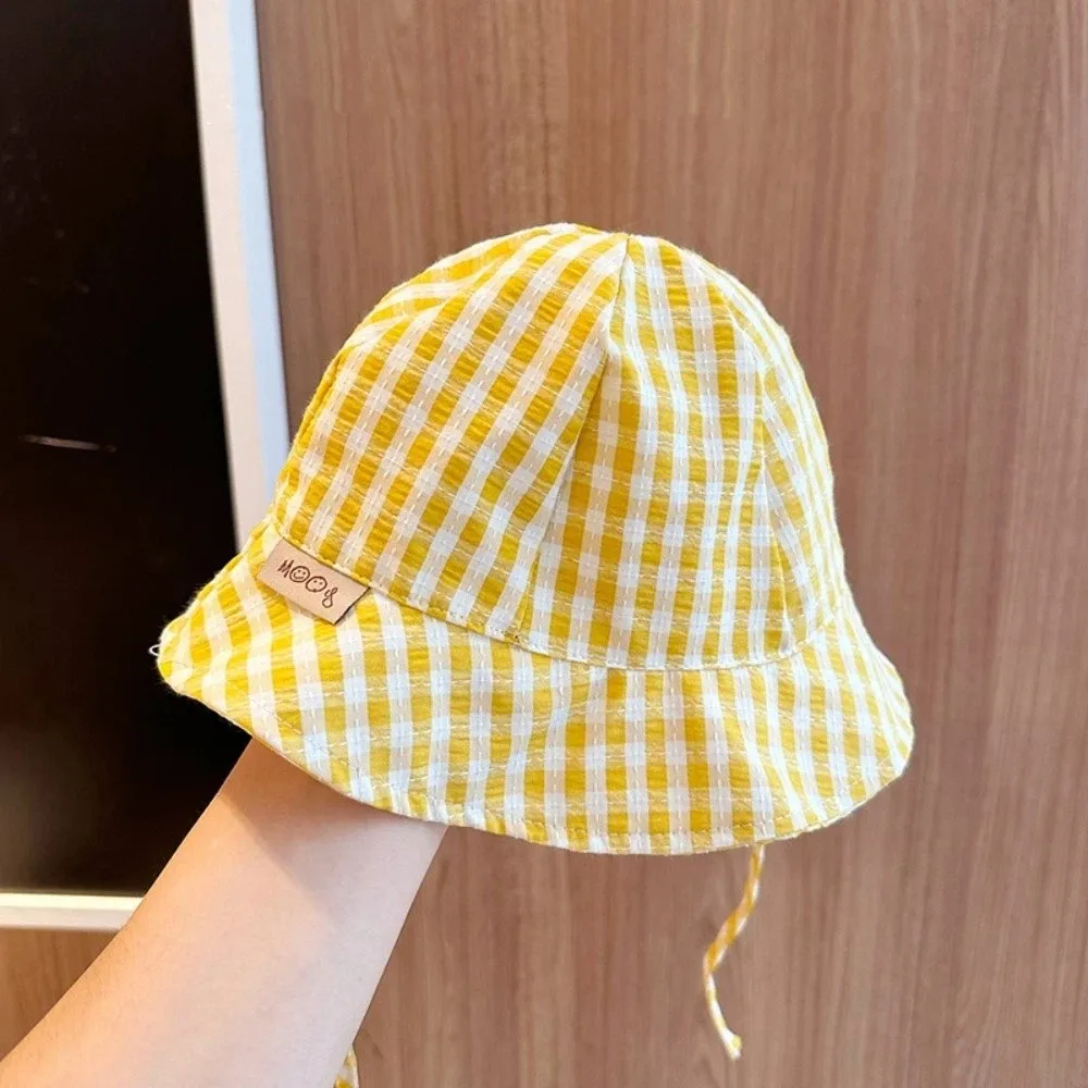 

Cute Striped Sun Hat with Windproof Rope UV Protect Baby Bucket Hat Breathable Fisherman Hat Children