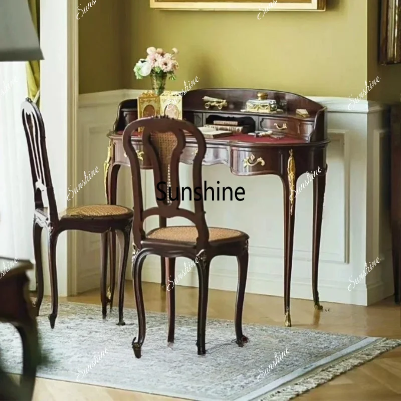 American retro dresser carved old light luxury rattan chair