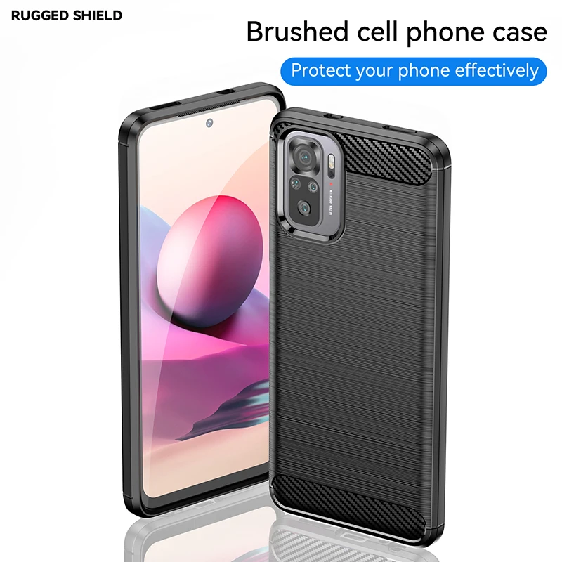 Carbon Fiber Silicone Case For Xiaomi Redmi Note 12 11 10 9 9S 8 Pro Plus 11S 10C 10S 8T 7 6 5 4 Brushed Texture Back Cover Case