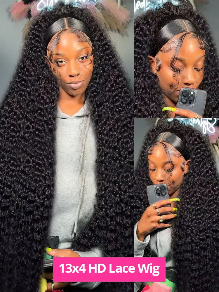 30 40 بوصة شعر مستعار مجعد 13x6 HD الدانتيل الشفاف أمامي شعر الإنسان موجة عميقة شعر مستعار أمامي 250% كثافة الشعر الخام البرازيلي للنساء