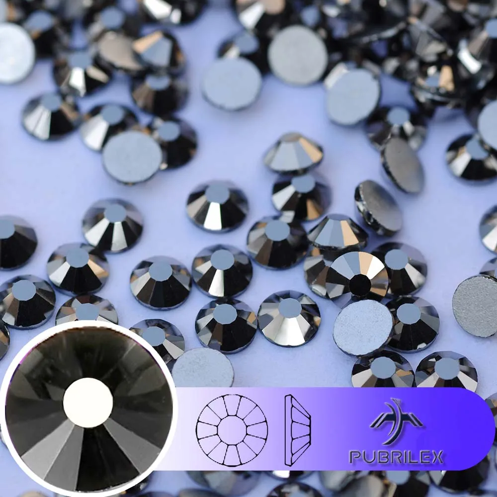 Strass en verre hématite à Jet SS3-SS34, pierres de cristal Non correctrices à dos plat, pour bricolage, vêtements artisanaux pour Nail Art