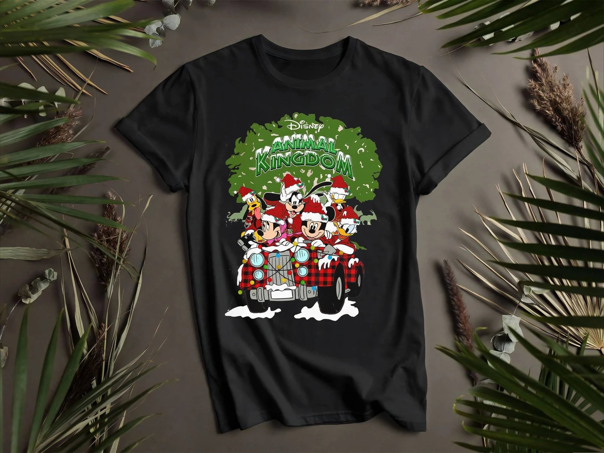 

Animal Kingdom Santa Mickey And Friends Safari Custom T-Shirts Spring Men's and Women's Loose and Breathable T-shirt Top