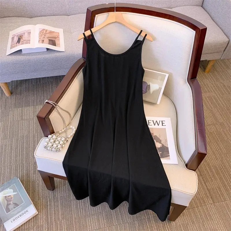 

Women Plus Size L-4XL Casual Dress Sleeveless Fahion Long Dresses Female 2024 Summer Korea Sundress Clothing Robe