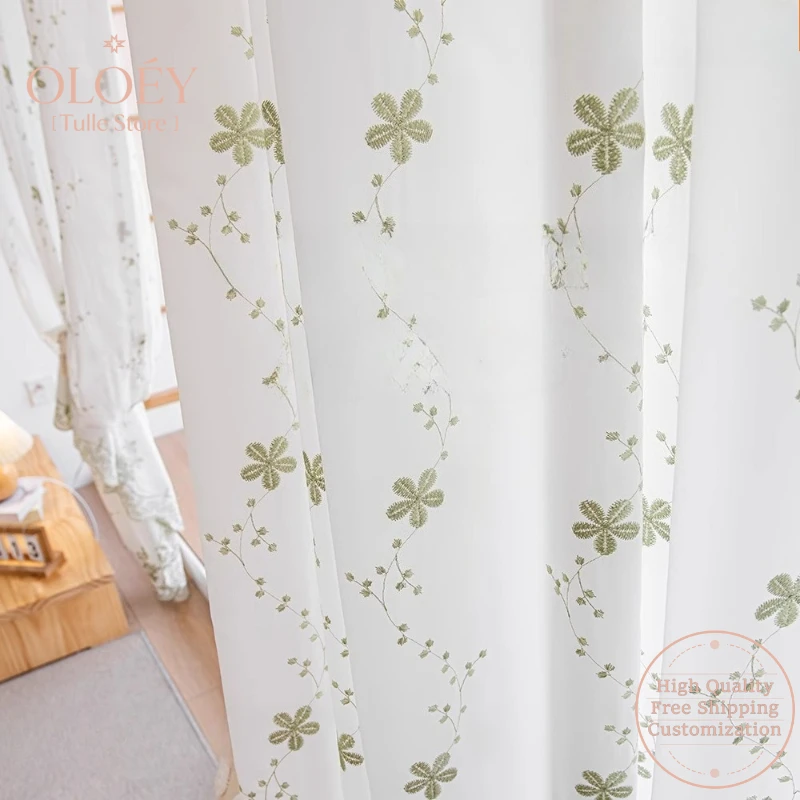 

Nordic Embroidered Sheer Curtain for Living Room Bedroom Balcony White Light Filtering Non Lightproof Bay Window Partition Drape