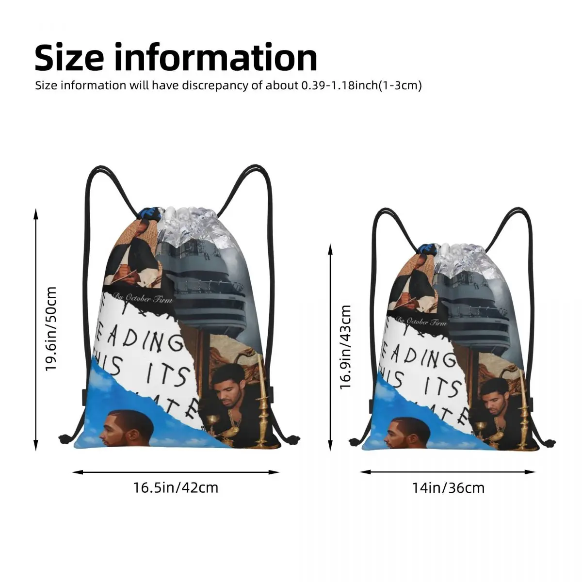 Albums Drake Collage Drawstring Backpack Sports Gym Bag Rapper Drakes Hip Hop String Sackpack for Hiking