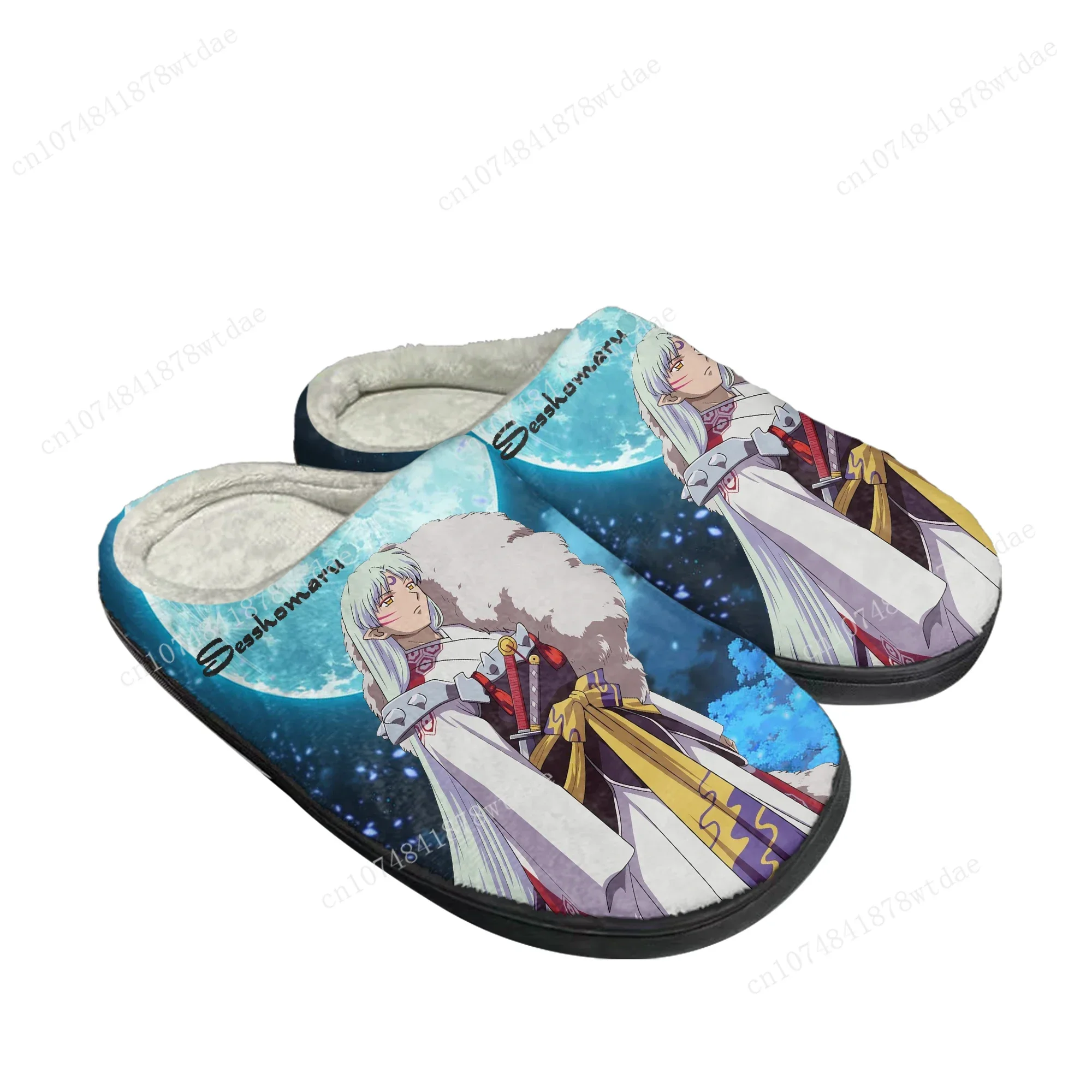 Sesshoumaru Home Cotton Slippers Mens Womens Inuyasha Plush Bedroom Casual Keep Warm Shoes Anime Custom Thermal Indoor Slipper