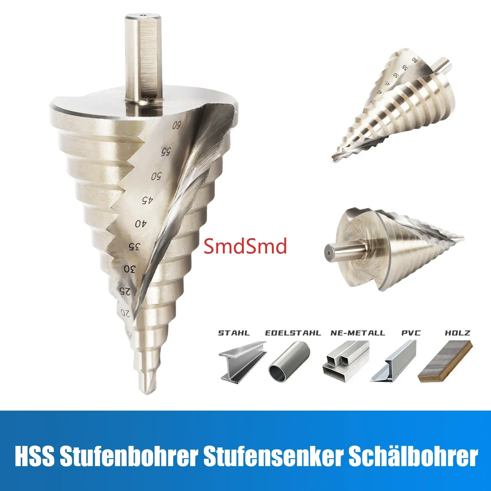 6-60mm Spiral Fluted Drill Bit HSS Titanium Cone Drill Cutter Countersink Step Drill,HSS Step Drill Suitable for Iron Plate