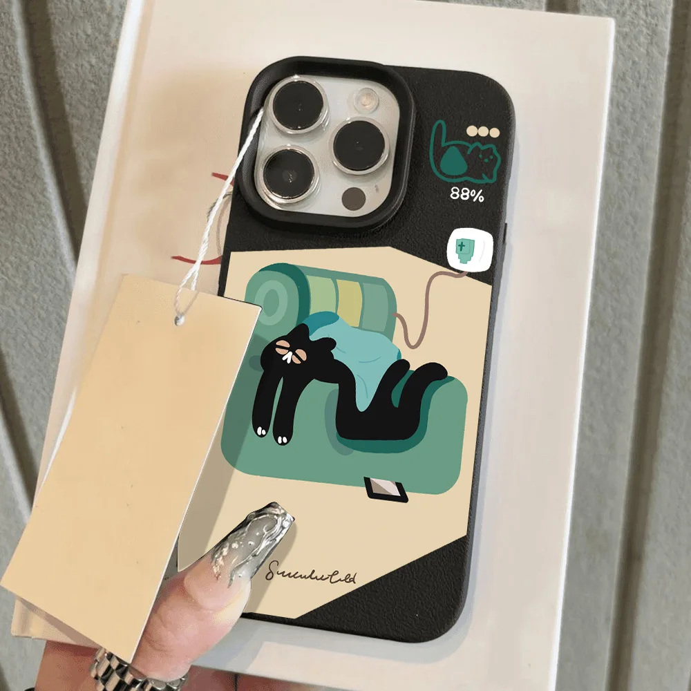 

Чехол для телефона с милым котом и маслом для iPhone 16, 15, 14, 11, 12, 13 Pro Max, чехлы для iPhone 11 15 Plus с узором личи, противоударный 2026