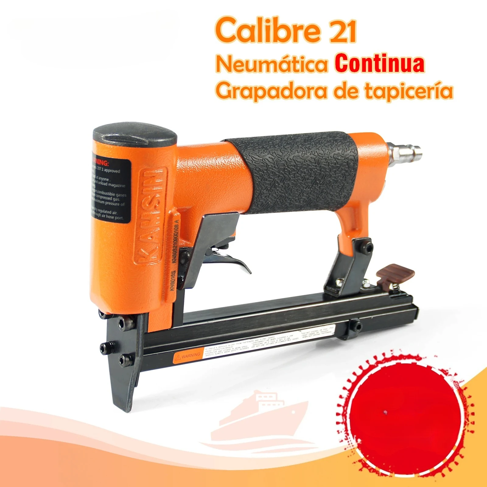 KN8016S 21 Gauge Pneumatic Continuous Firing Mode Upholstery Stapler for 80 Series 12.8mm Crown Staples, for Furniture