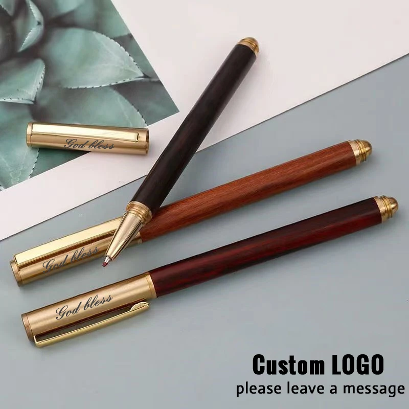 Wood Brass Gel Pens Engraving Personalized Logo Business Advertising Present Customized Office Accessories Students Stationery