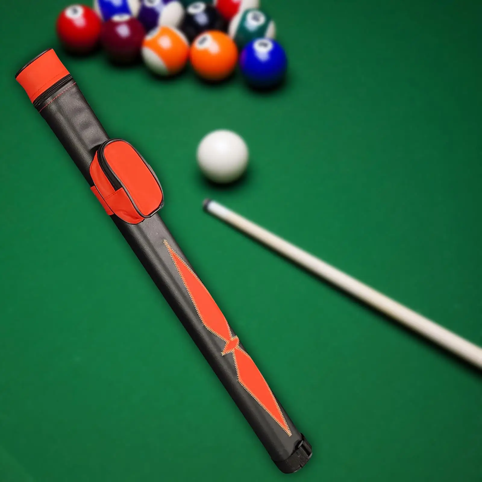 Pool Cue Case 2 Hole PU Leather Vintage Style Billiard Stick Bag Zipper Wrapped Sports Storage