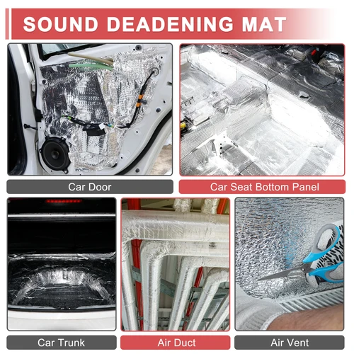 Imagen 2 del producto UXCELL 4mm 18sqft 40x420cm insonorización coche papel de aluminio espuma almohadilla de amortiguación de calor esteras de aislamiento acústico Universal 1 rollo