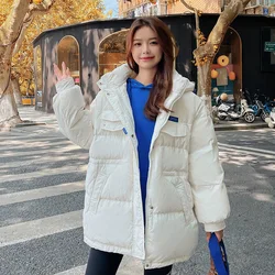 2025 New Winter Down Padded Jacket Female Outerwear Fashion Loose Hooded Warm Parka Women's Mid-Length Thick Jacket Overcoat