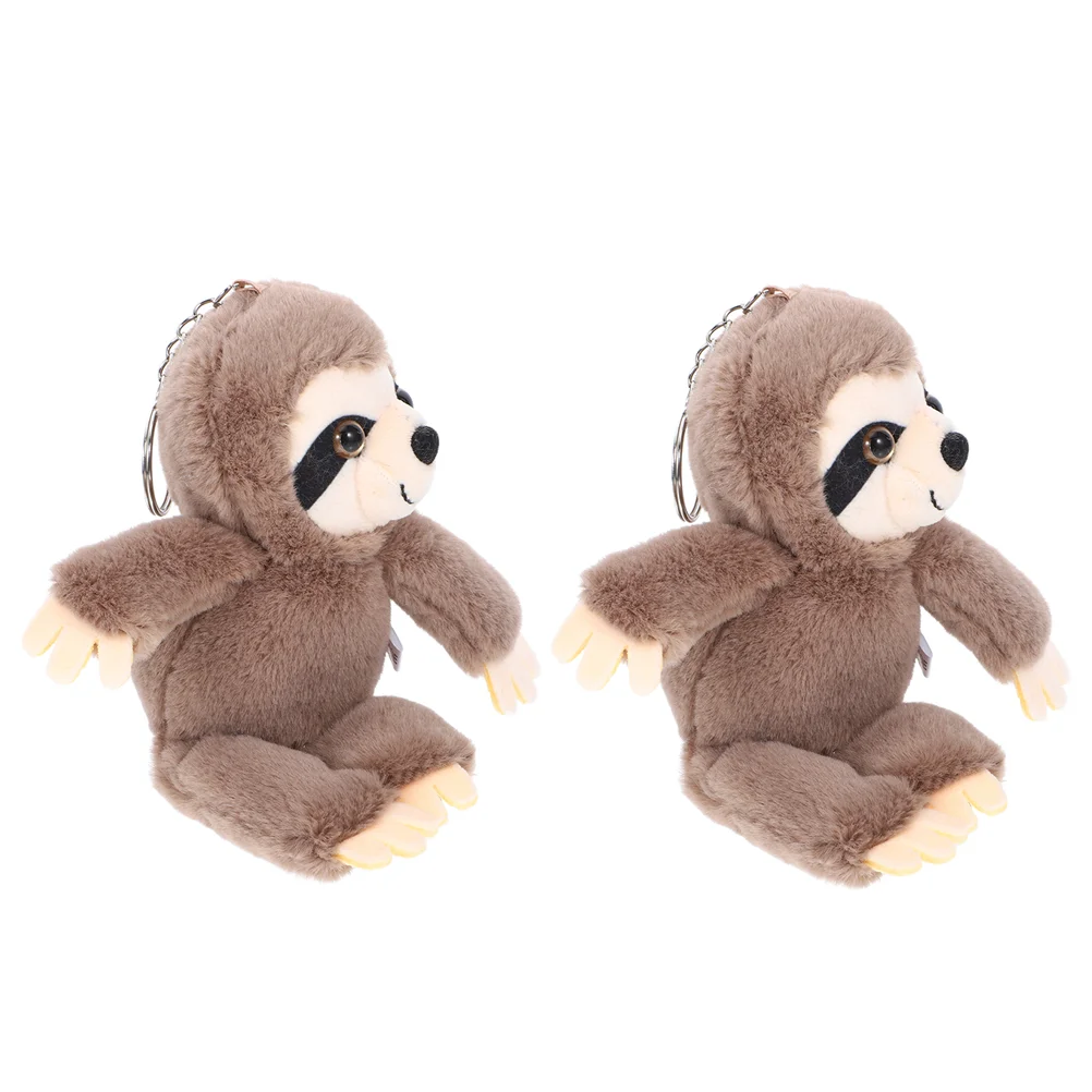 2 Pcs Mini Plush Animal Toy Sloth Keychain Backpack Decorations for Girls Keychains Backpacks Child Hanging Bag Pendant