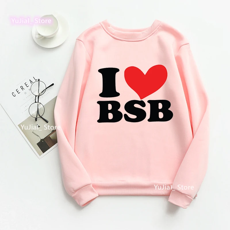 Kocham Bsb list bluza z nadrukiem dziewczyny Vintage Backstreet chłopcy Jumper fajne śmieszne Hip Hop dla miłośników muzyki bluzy Femme