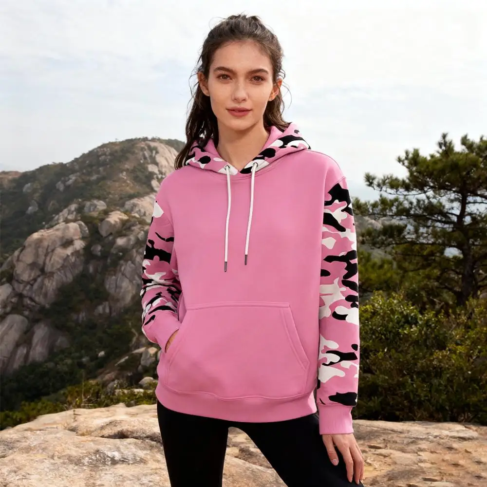 

2025 New Women's Patchwork Camouflage Print Hoodie Autumn Outdoor Sports Hiking Pullover Couple's Casual Fashion Sweatshirt