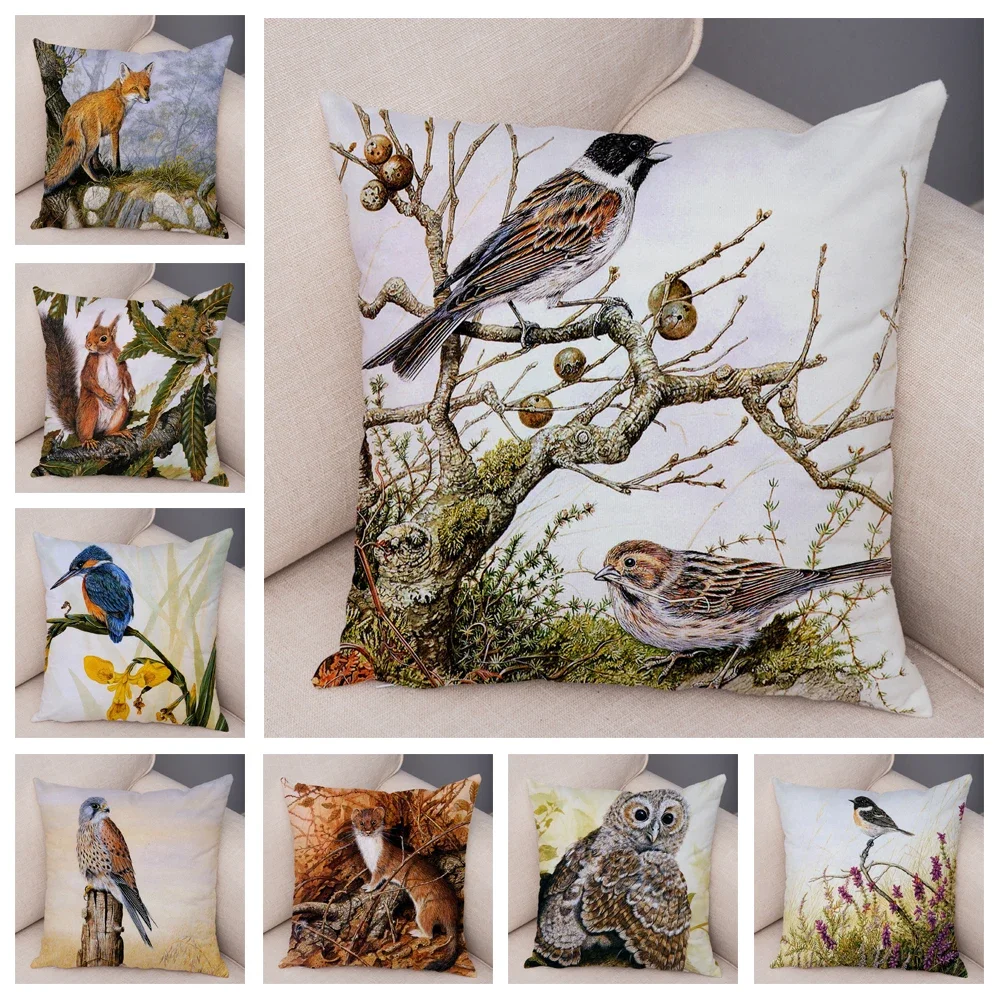 

Home Decoration Kids Room Sofa Cartoon Animal Pillow Cover Color Fox Bird Squirrel Cushion Cover