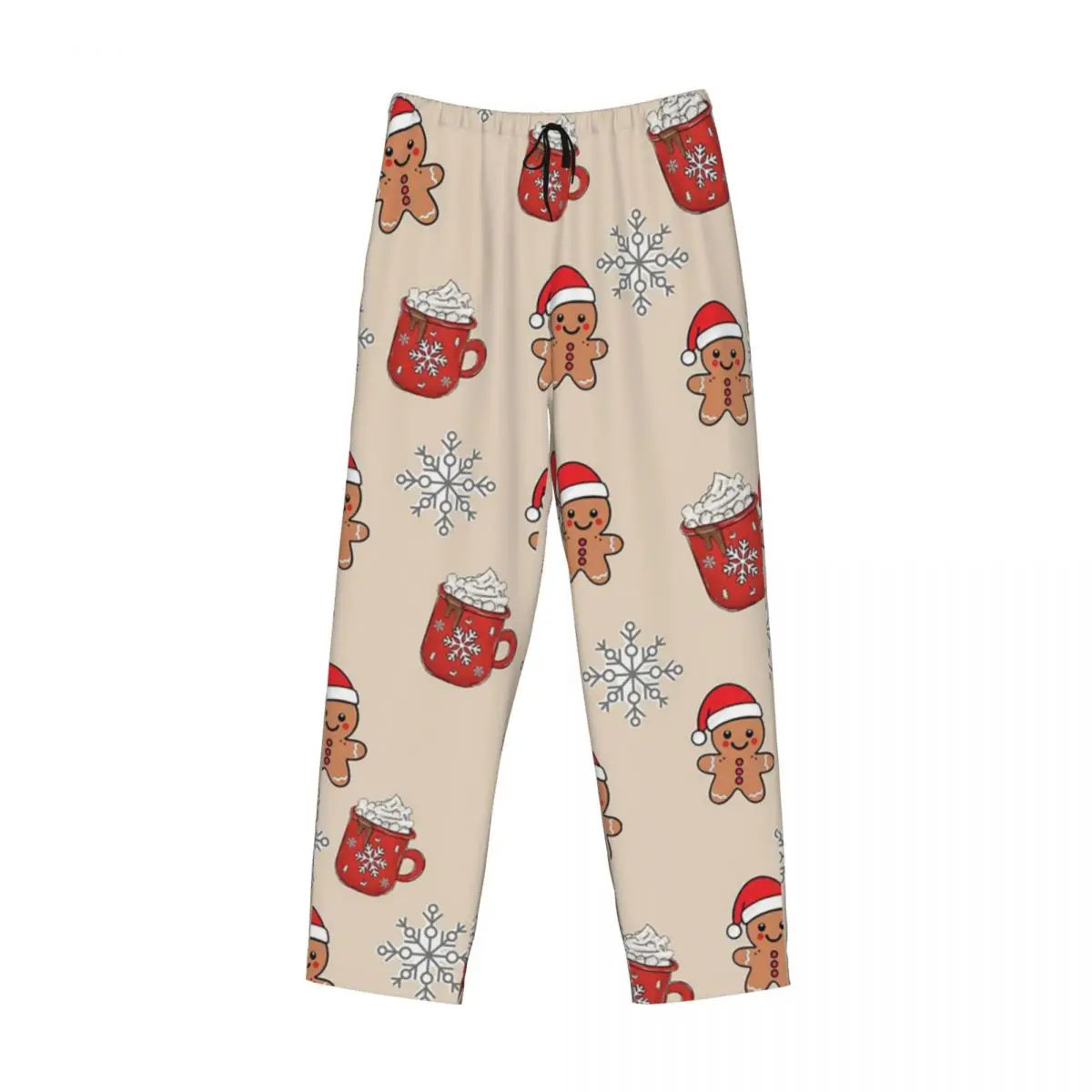 Custom Merry Christmas Tree And Gingerbread Men Pajama Pants Men Sleepwear Sleep Lounge Bottoms with Pockets