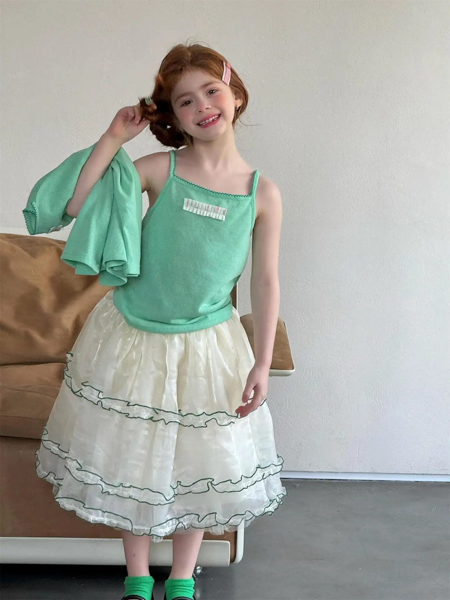 

2026 Spring Summ New Children's Clothing Girls' Skirt Princess Skirt Mesh Half Body Short Fashion Skirt