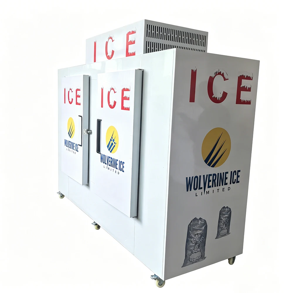 &A*Plastic Ice Machine Commercial Indoor Use Automatic Defrost Door Lock Refrigerated Freezer Ice Storage Bin