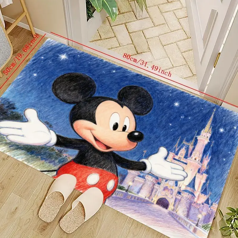 

1 шт. Коврик для пола с Микки Маусом и замком Диснея «Звездная ночь», мягкий нескользящий коврик с милым мультяшным дизайном для детской спальни Liv
