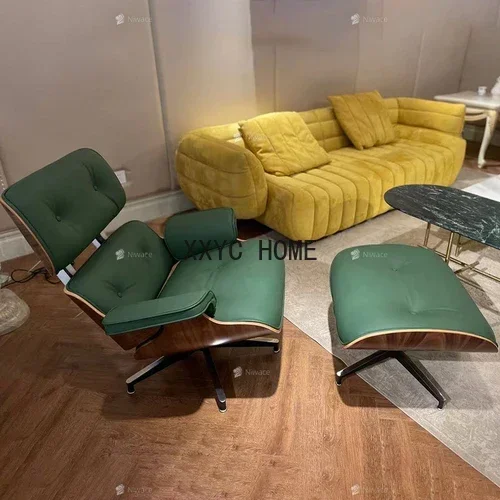 Sedia Sedia per divano monoposto nordica in vera pelle Sedia per il tempo libero girevole moderna e minimalista