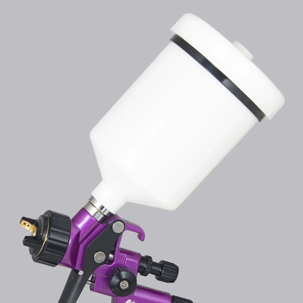 Gravity Autolack Spritzpistole Spritzkanne, Innendraht und Außendraht Universal Top Tank, Kunststoff Sprühfarbe Kann verdickte Farbkanne – Detail 6