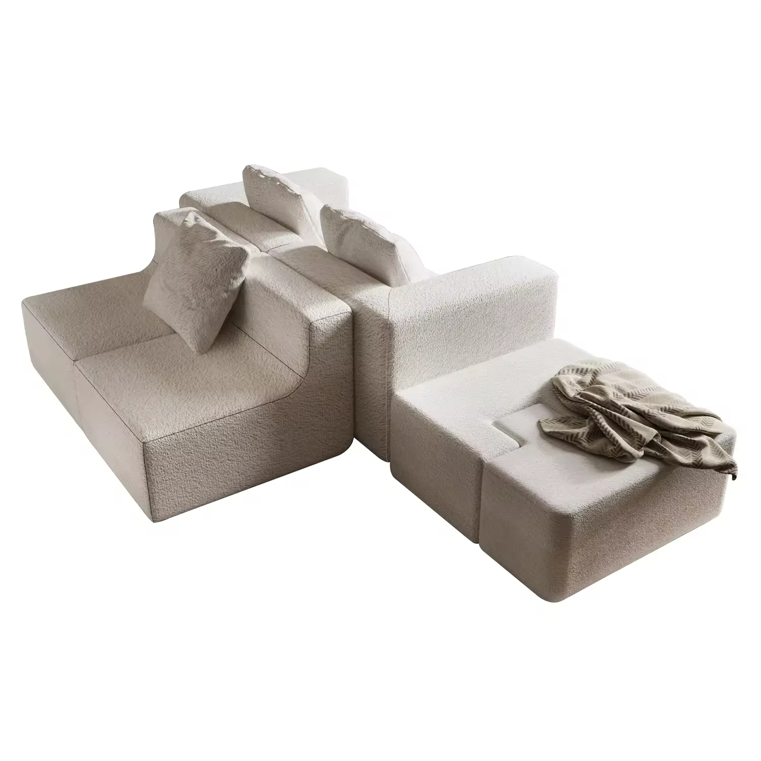 #Premium Two Seat Modern Modular Legless L-Shaped Sofa Set With Combination Foam Apartment & Hotel Use Durable Design