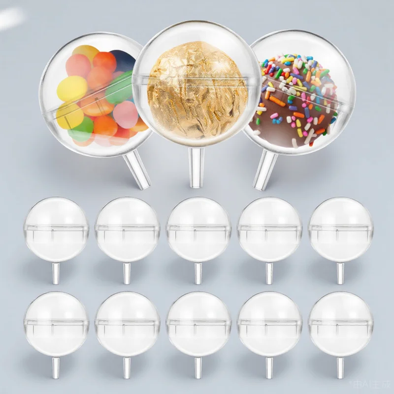 100Pcs Round Chocolate Flower Holder Clear Plastic Candy Cup for DIY Bouquet Decoration Wedding Valentine Gift Packaging