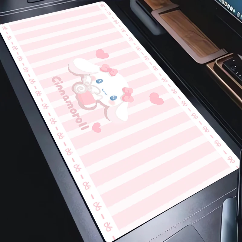 Mouse Pad Office PC Cartoon Kawaii C-cinnamoroll Desk Mat Laptop Anime Pink Flower Keyboard Rug Gaming Accessories XXL Mousepad